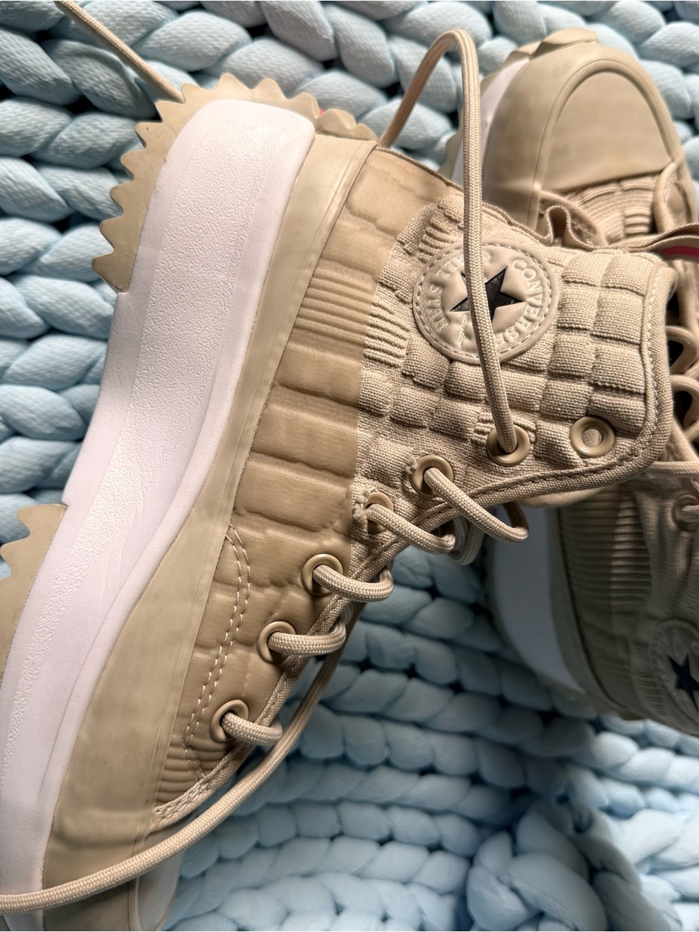 Converse Kids Beige Quilted Platform High-Top Sneakers